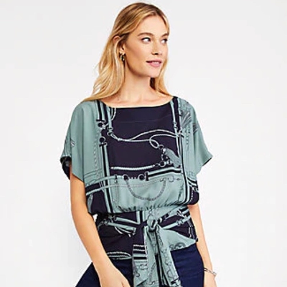 Ann Taylor Equestrian Tie Waist Dolman Sleeve Top